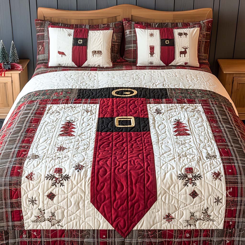 Christmas Tie 3-Piece Quilted Bedding Set - Single (59" x 70")