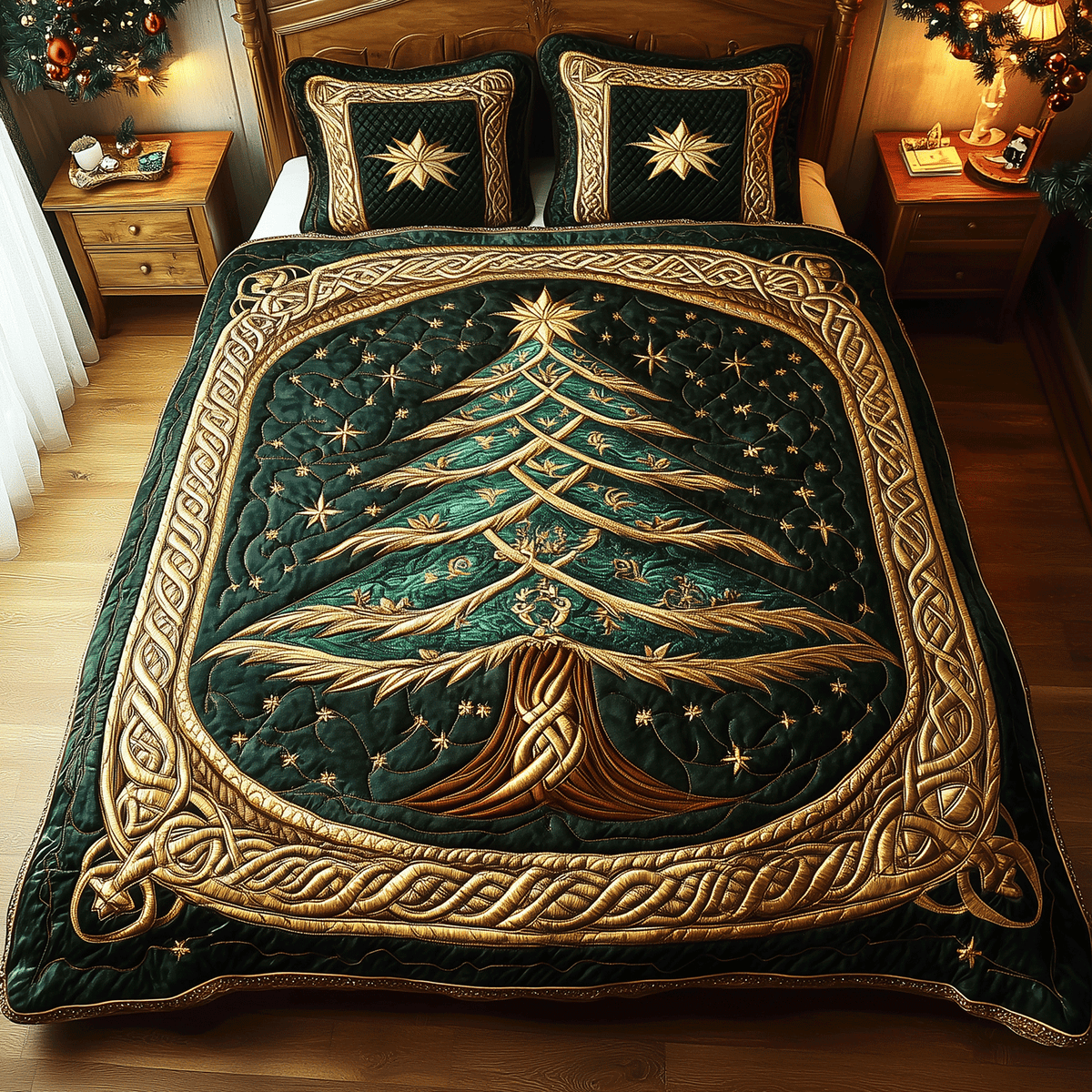 Christmas Tree 3-Piece Quilted Bedding Set - Single (59" x 70")