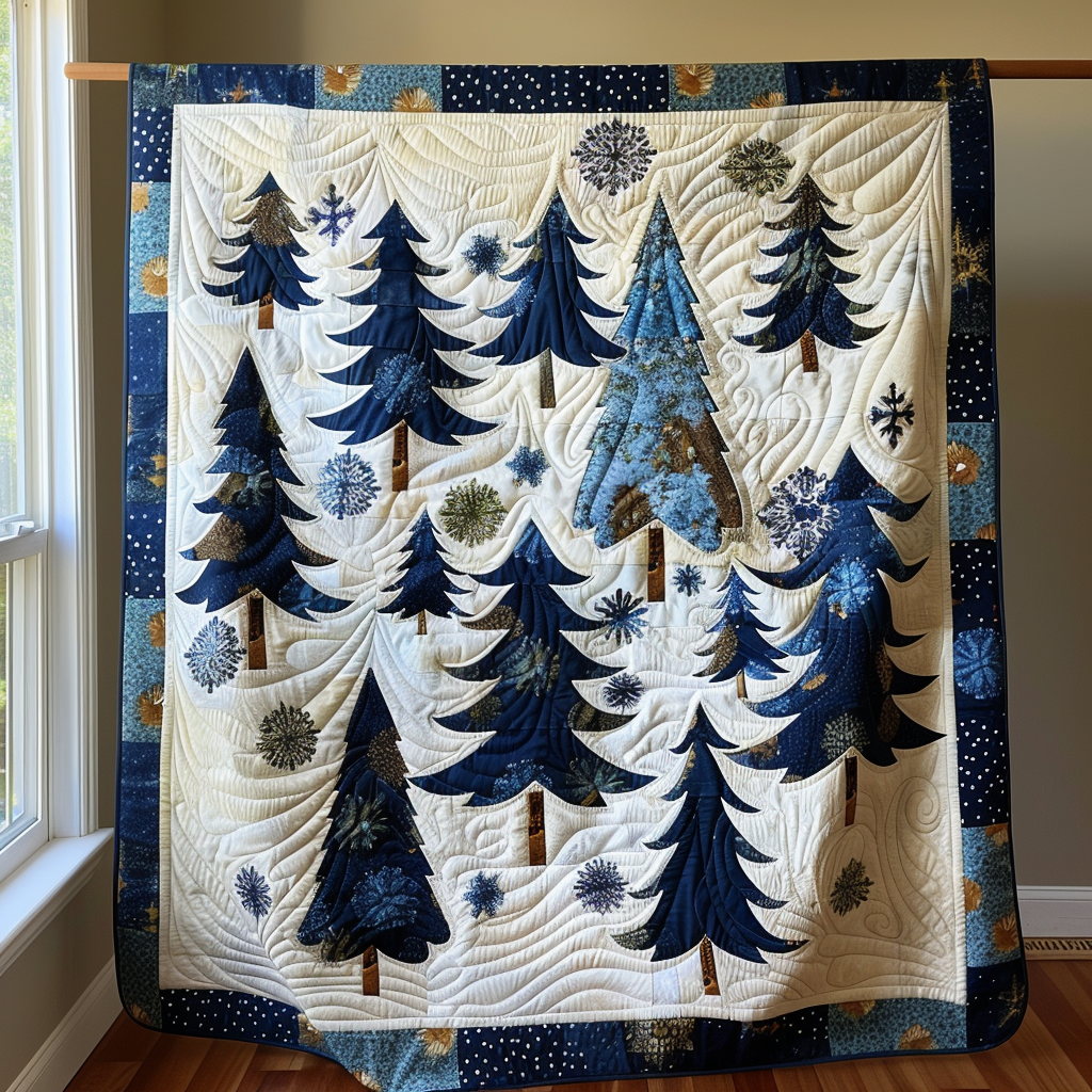 Christmas Tree Patterned Quilted Blanket - Throw (55" x 60")
