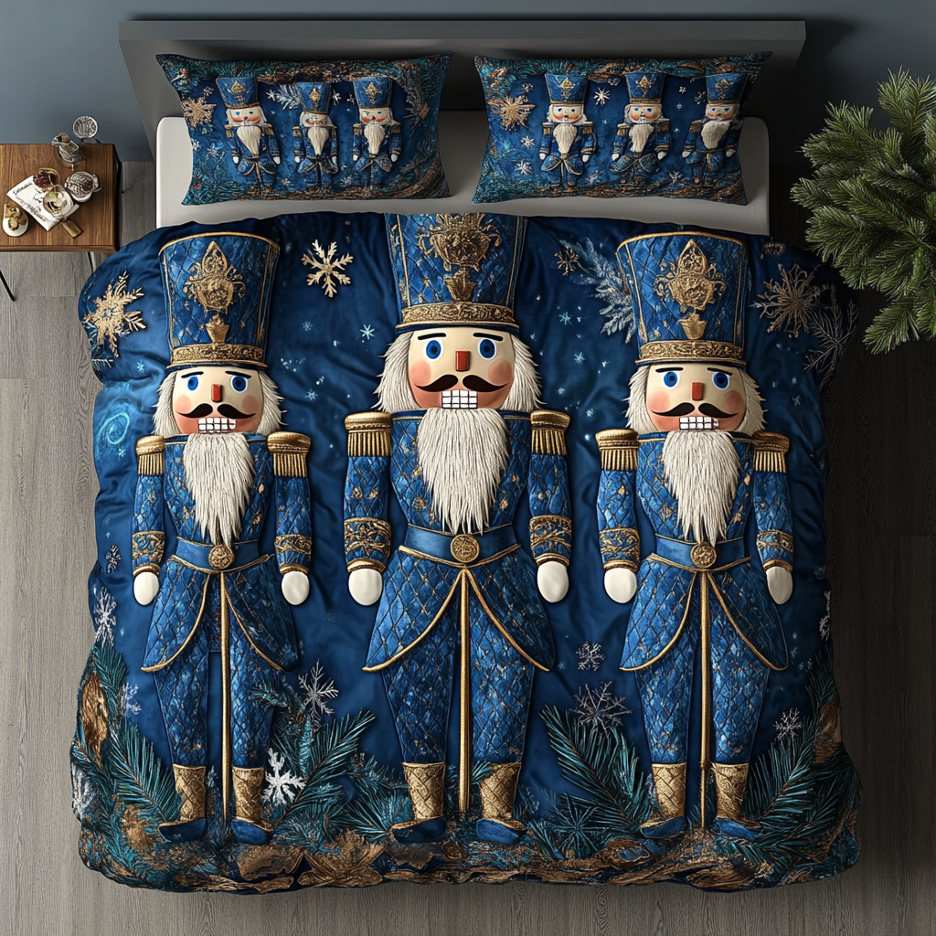Classic Christmas Nutcracker 3-Piece Quilted Bedding Set - Single (59" x 70")