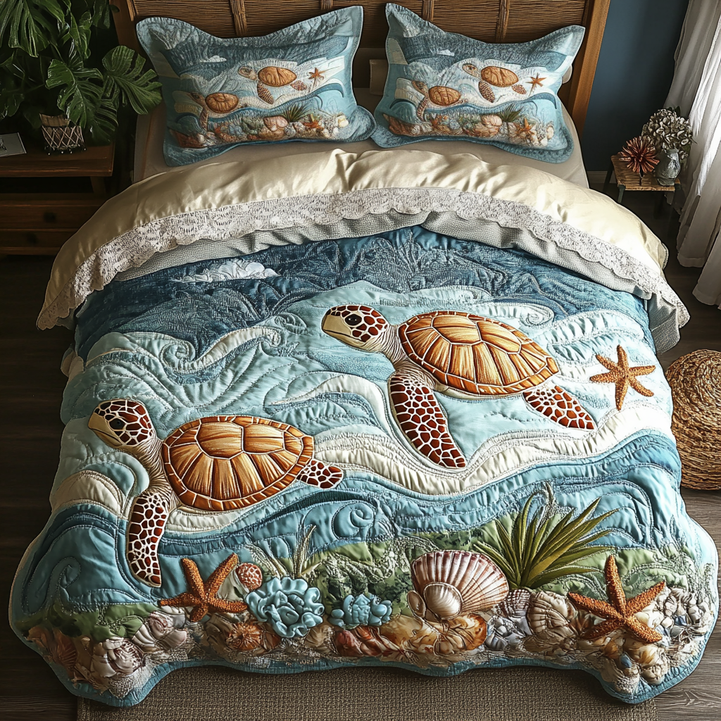 Coastal Charm 3-Piece Quilted Bedding Set - Single (59" x 70")
