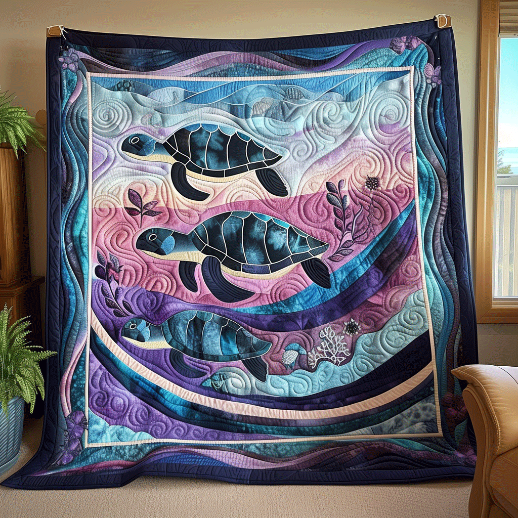 Coastal Waters Quilted Blanket - Throw (55" x 60")