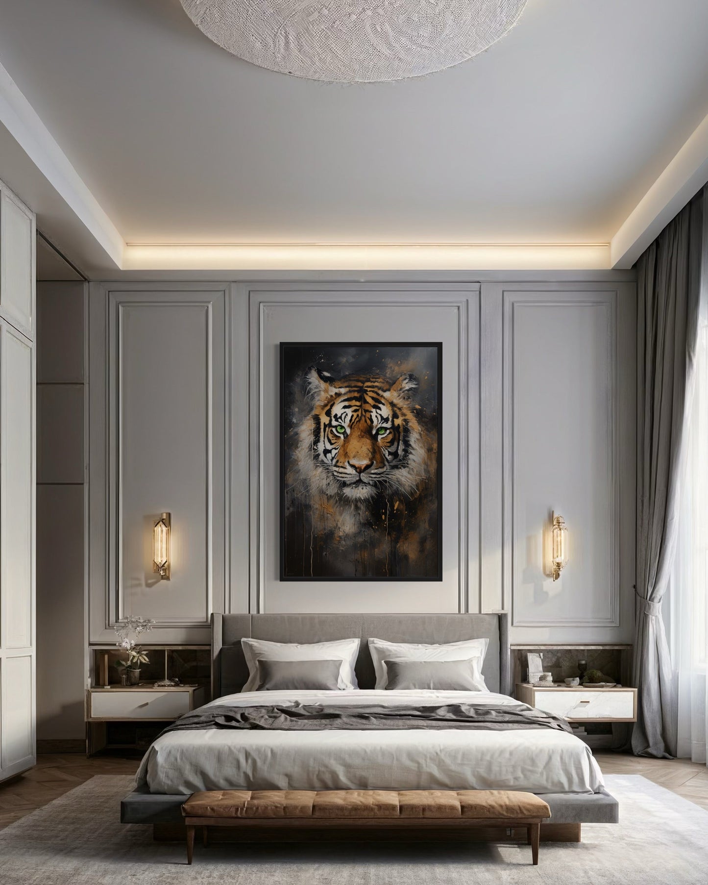 Colorful Tiger Abstract Graffiti Framed Canvas Wall Art