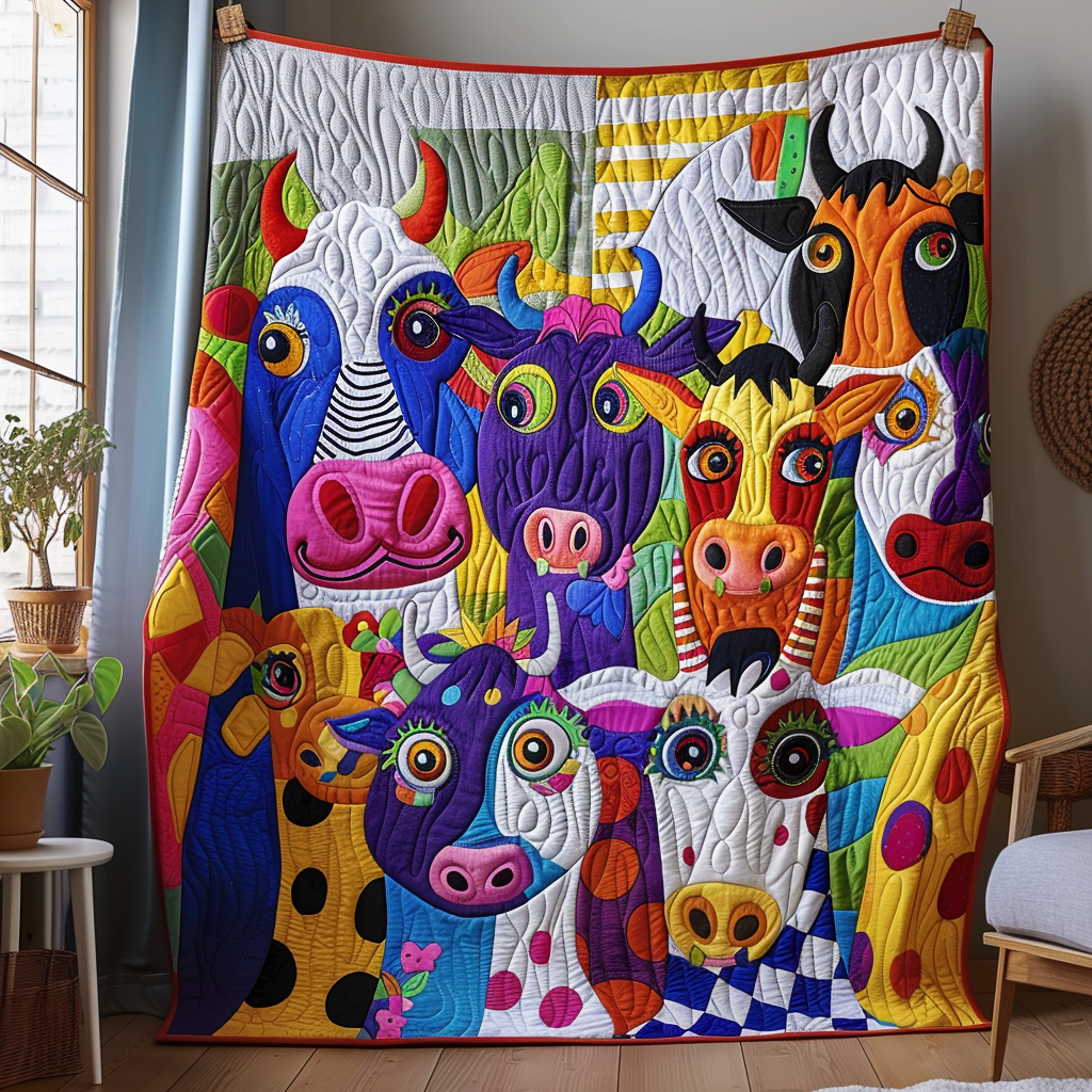 Colorful Herd Quilted Blanket - Throw (55" x 60")