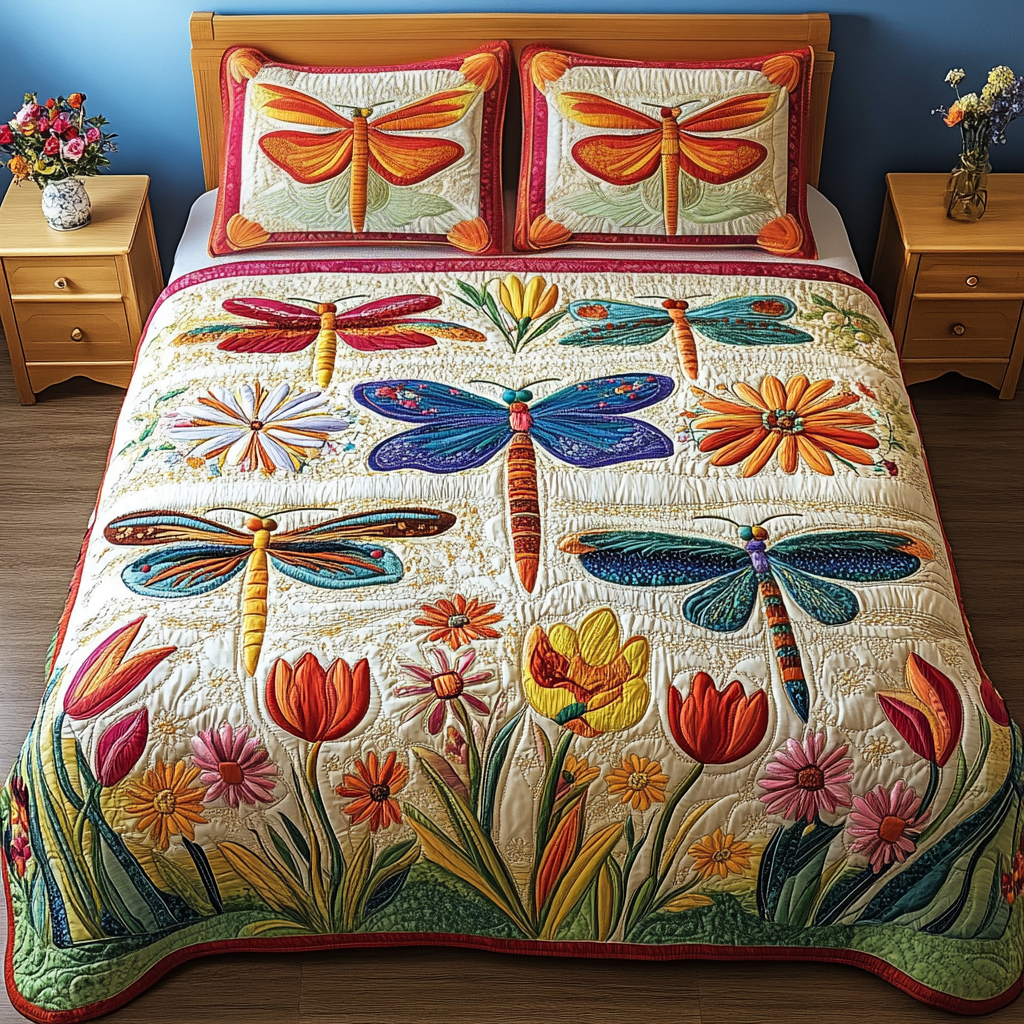 Colorful Haven 3-Piece Quilted Bedding Set - Single (59" x 70")