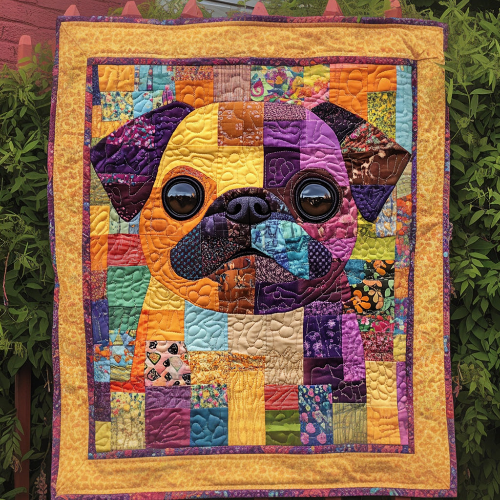 Colorful Pug Love Quilted Blanket - Throw (55" x 60")