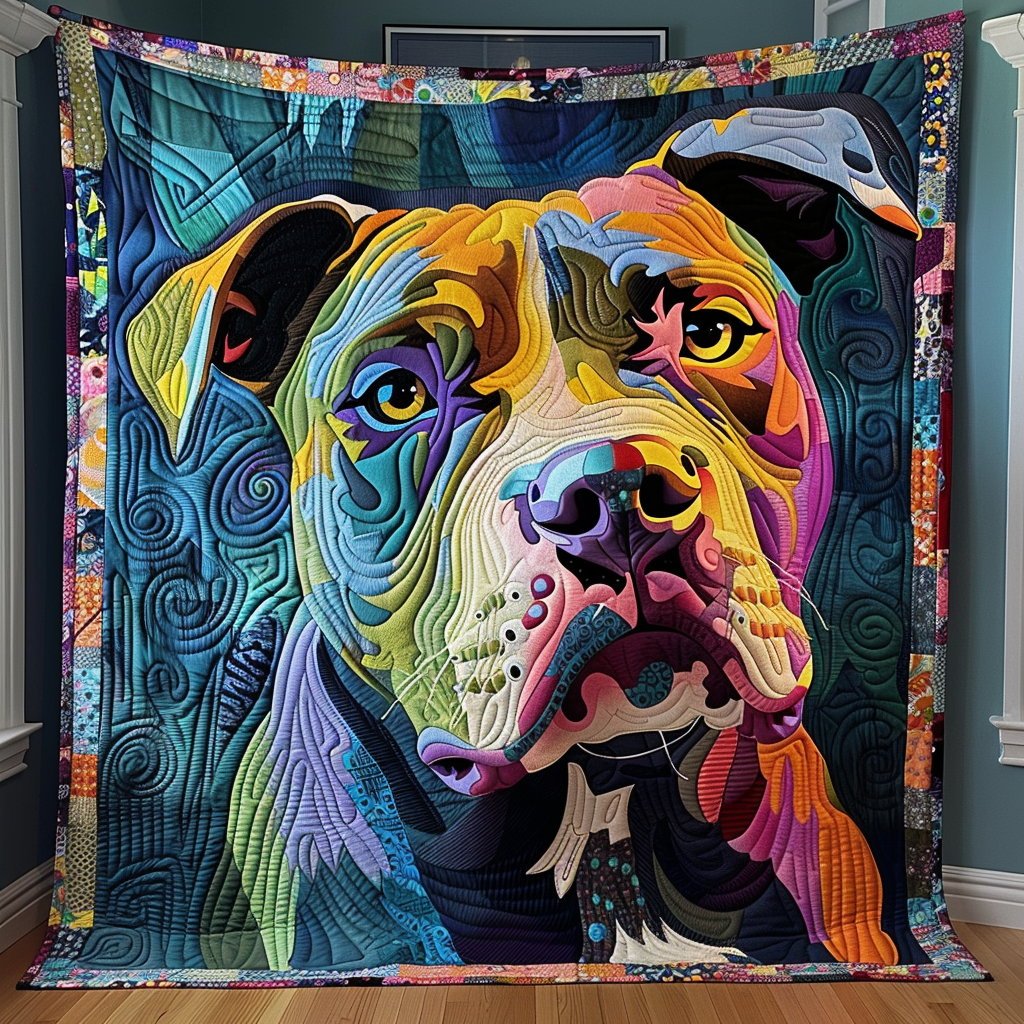 Colorful Pup Magic Quilted Blanket - Throw (55" x 60")