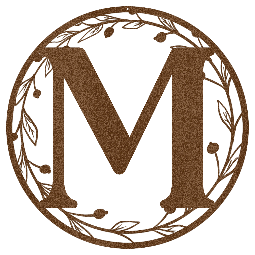 Metal Wreath Initial Steel Wall Decor