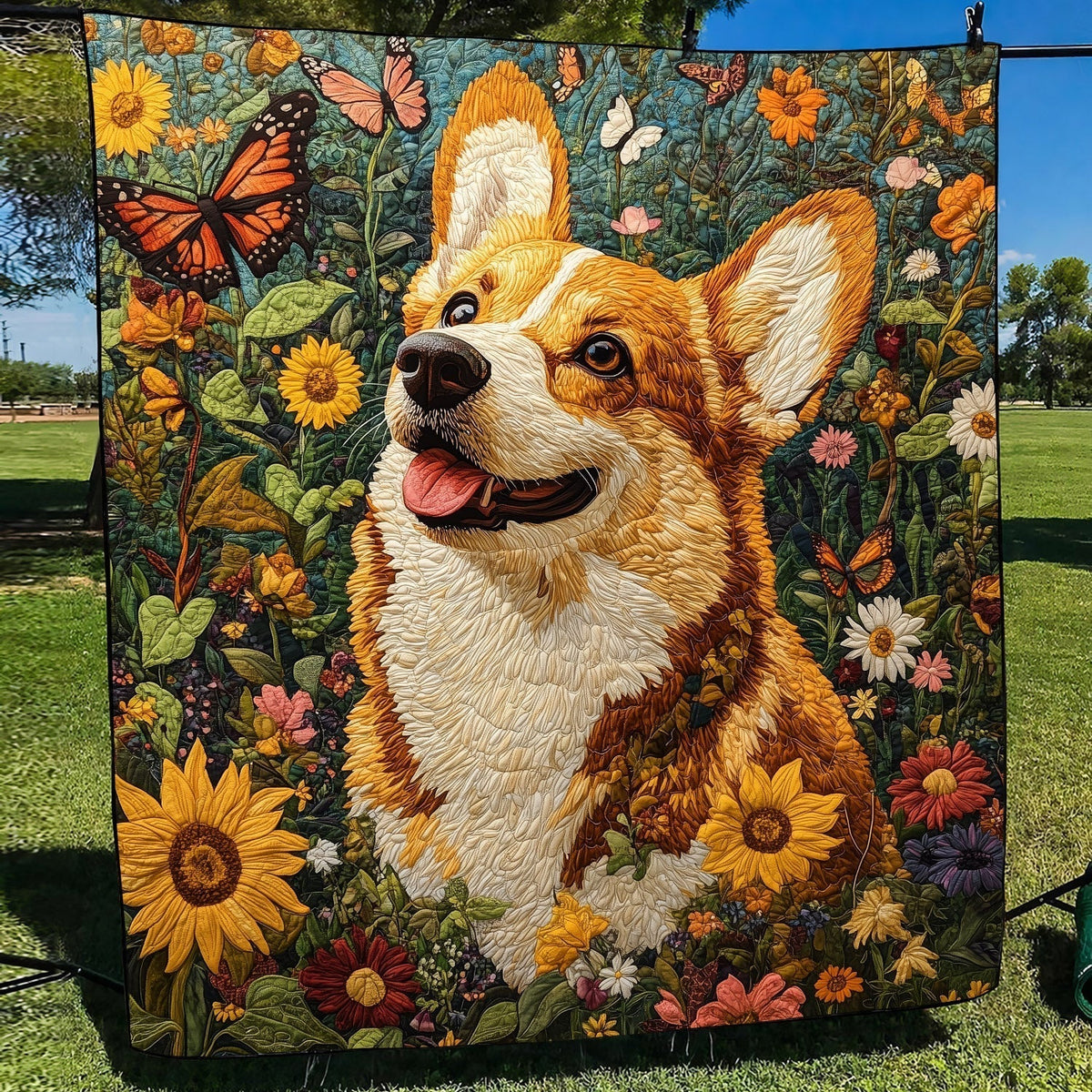 Corgi Adventures Quilted Blanket - Throw (55" x 60")