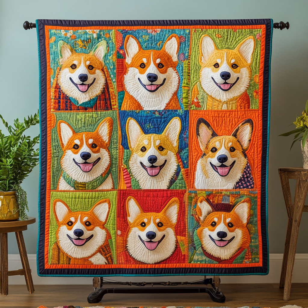 Corgi Fun Quilted Blanket - Throw (55" x 60")