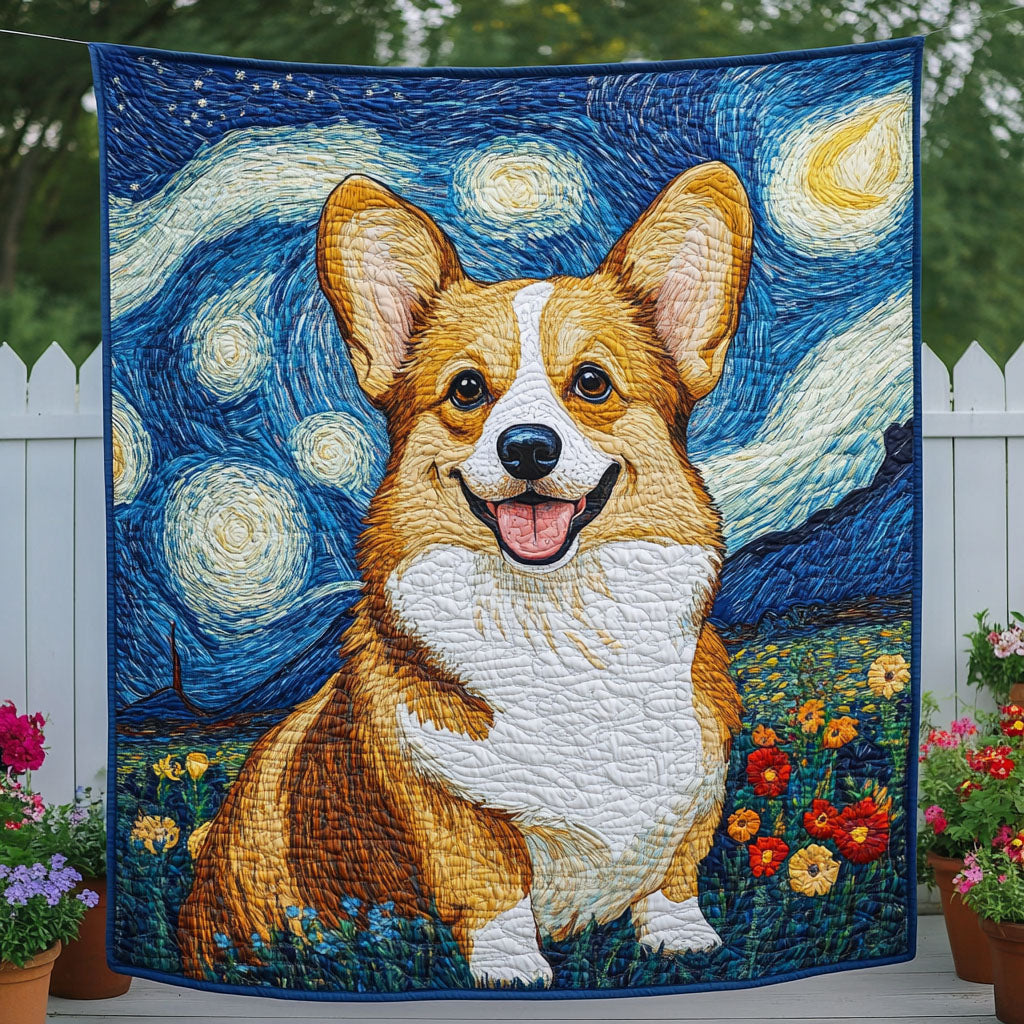 Corgi Starry Night Quilted Blanket - Baby (30" x 40")