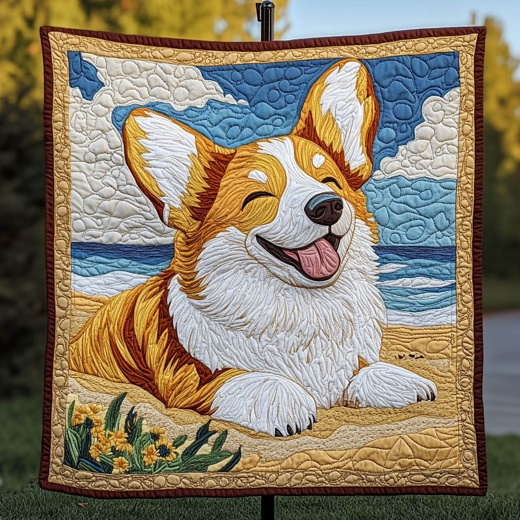Corgi Sunshine Quilted Blanket - Throw (55" x 60")