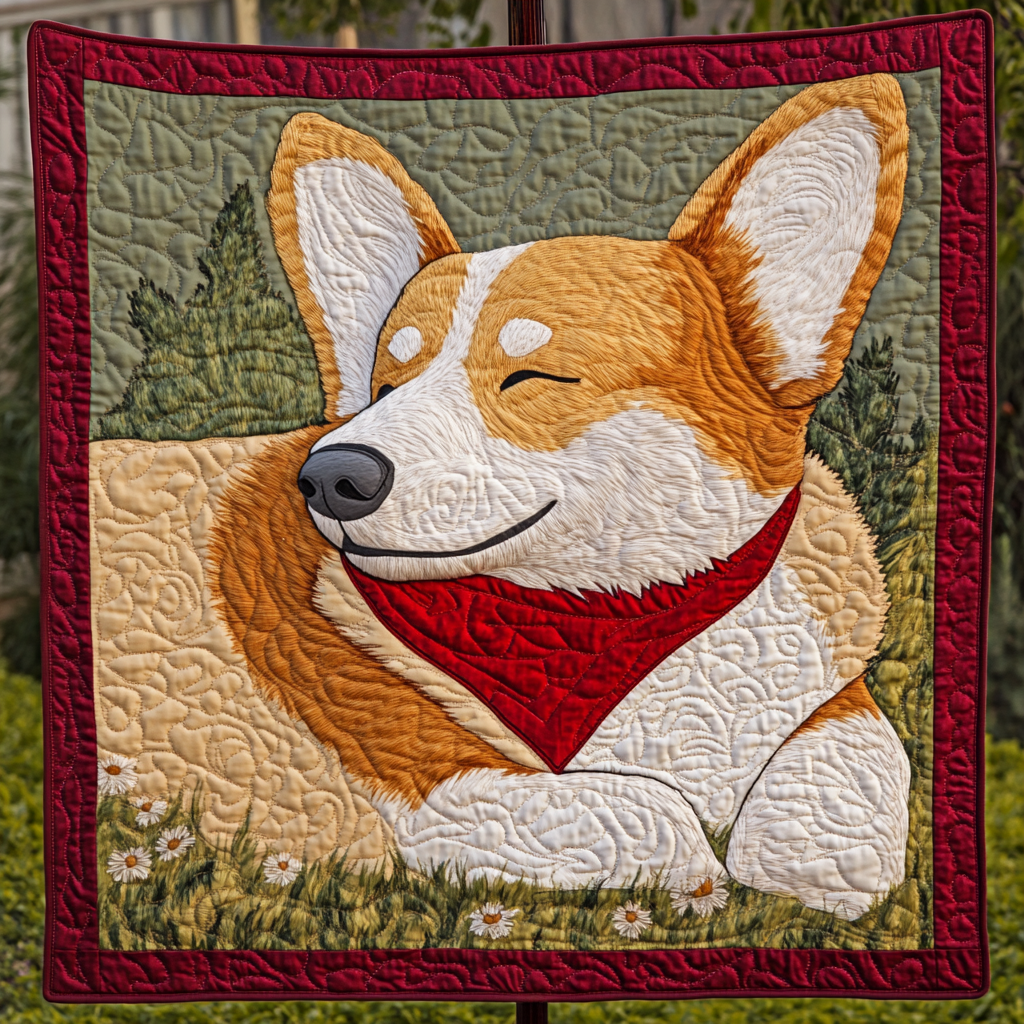 Corgi Tail Wiggles Quilted Blanket - Throw (55" x 60")
