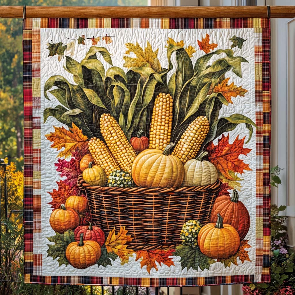 Cornucopia Of Colors Quilted Blanket - Throw (55" x 60")