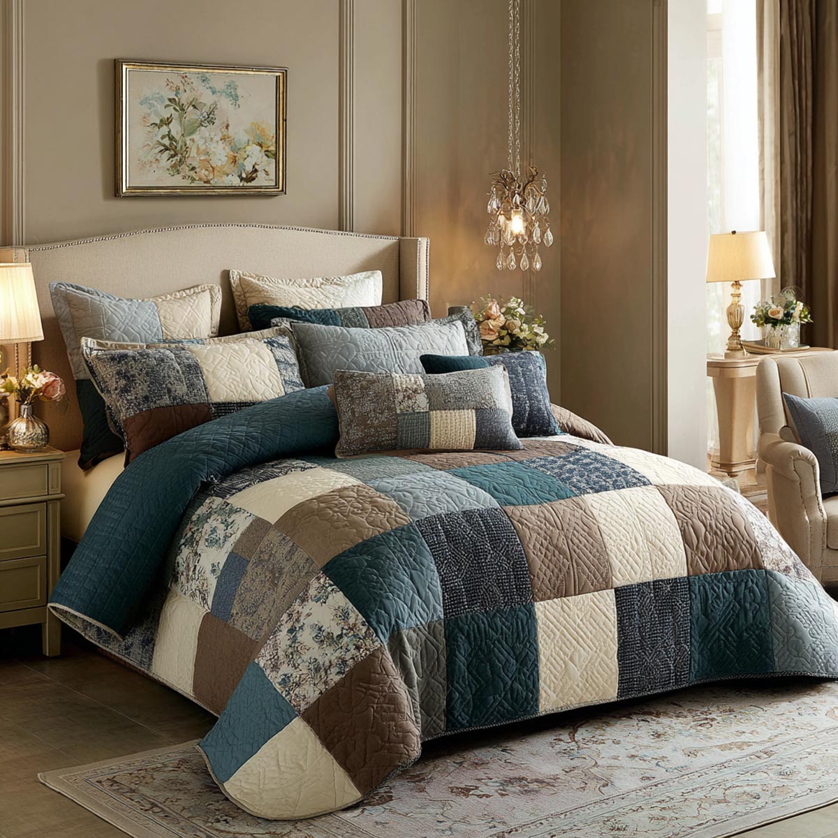 Country Patchwork 3-Piece Quilted Bedding Set - Single (59" x 70")