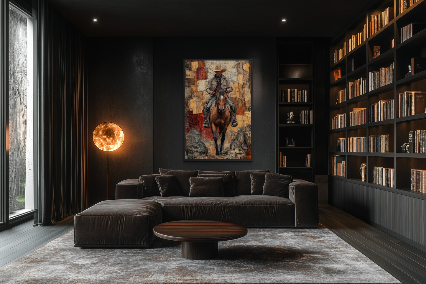 Cowboy on Horseback Western Canvas Wall Art
