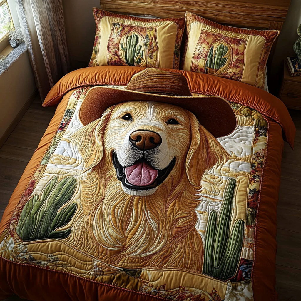 Cowboy Pup 3-Piece Quilted Bedding Set - Single (59" x 70")