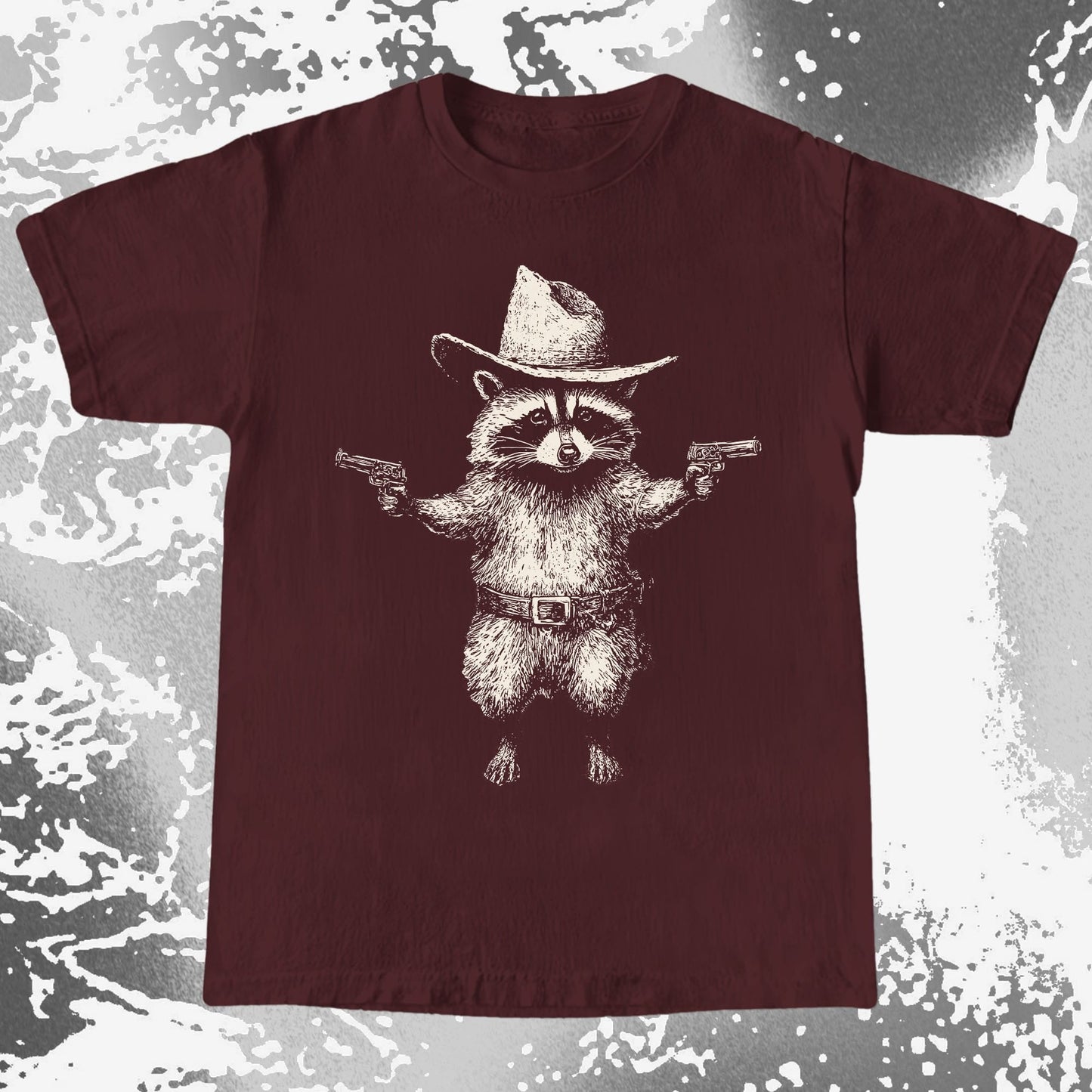 Cowboy Raccoon Dual Pistols, funny meme tee gift (view 8)