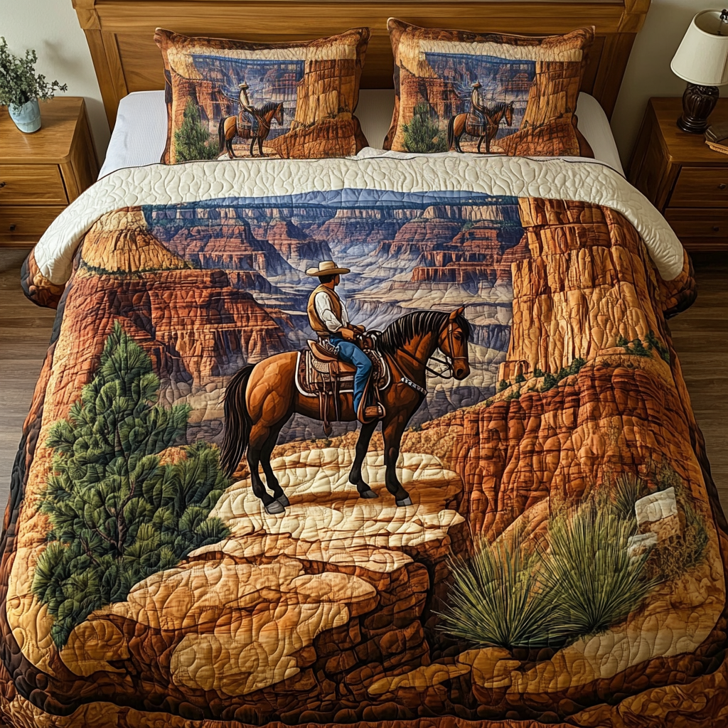 Cowboy Trail 3-Piece Quilted Bedding Set - Single (59" x 70")