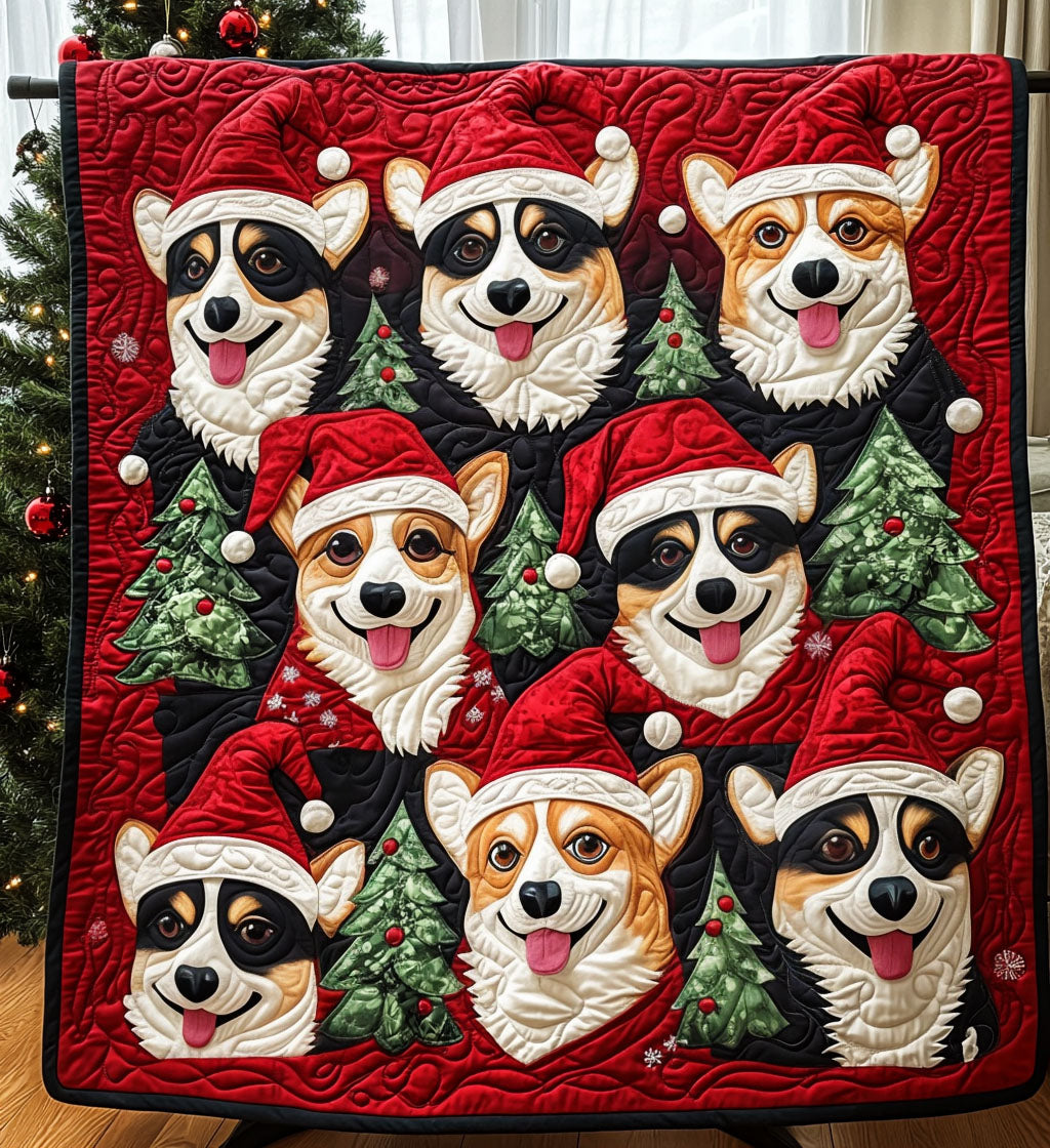 Cozy Corgi Retreat Quilted Blanket - Throw (55" x 60")