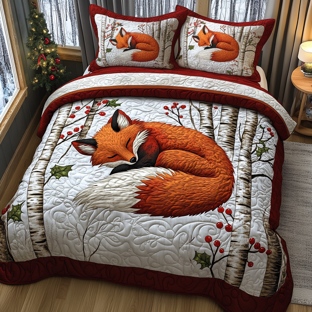 Cozy Fox Den Quilted Bedding Set - Single (59" x 70")