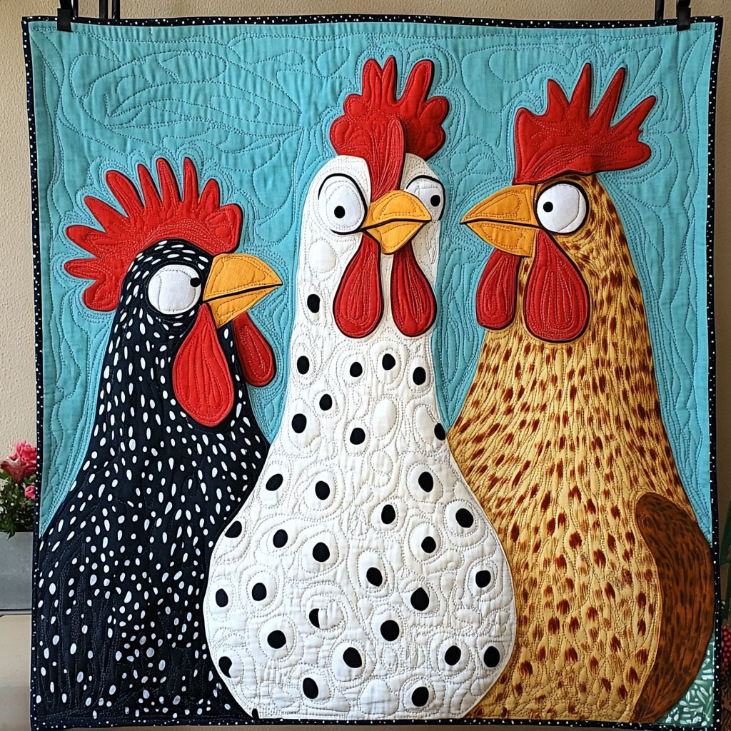 Crazy Cluckers Quilted Blanket - Throw (55" x 60")