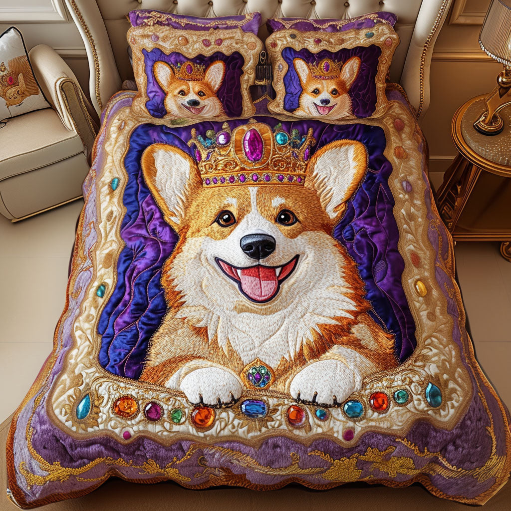 Crowned Charm 3-Piece Quilted Bedding Set - Single (59" x 70")