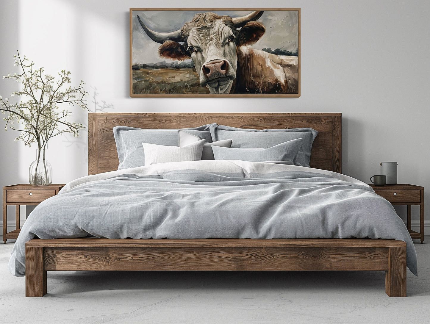 Curious Cow Wall Art - Farmhouse Wall Art Framed Canvas Print With Rustic Charm