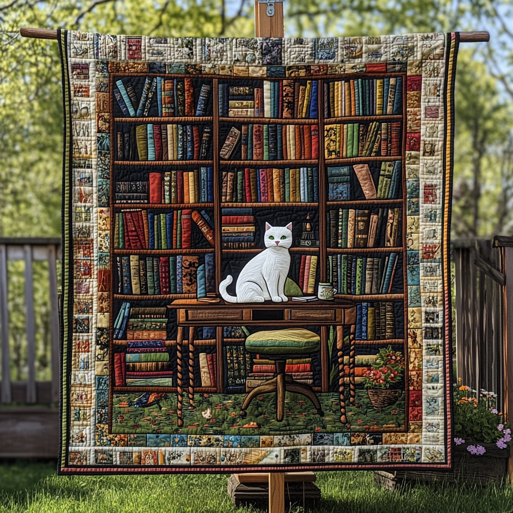 Curled Up with a Book Quilted Blanket - Throw (55" x 60")