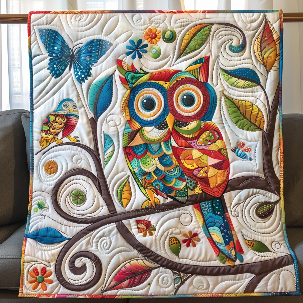 Cute Owl Quilted Blanket - Throw (55" x 60")
