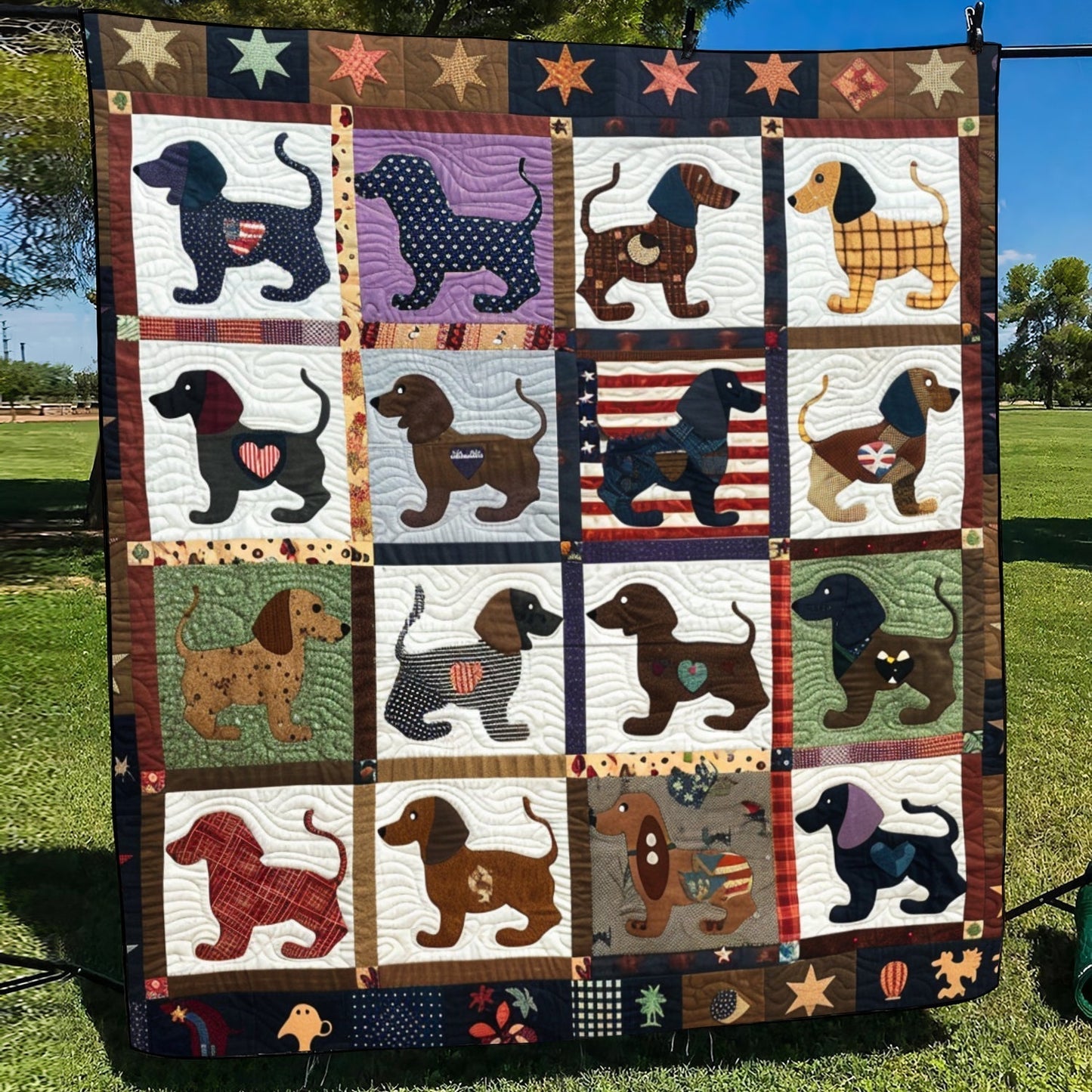 Dachshund Daydreams Quilted Blanket - Throw (55" x 60")