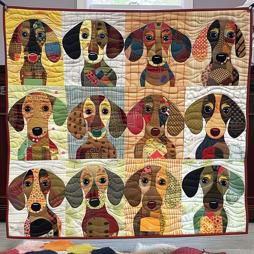 Dachshund Dreamland Quilted Blanket - Throw (55" x 60")