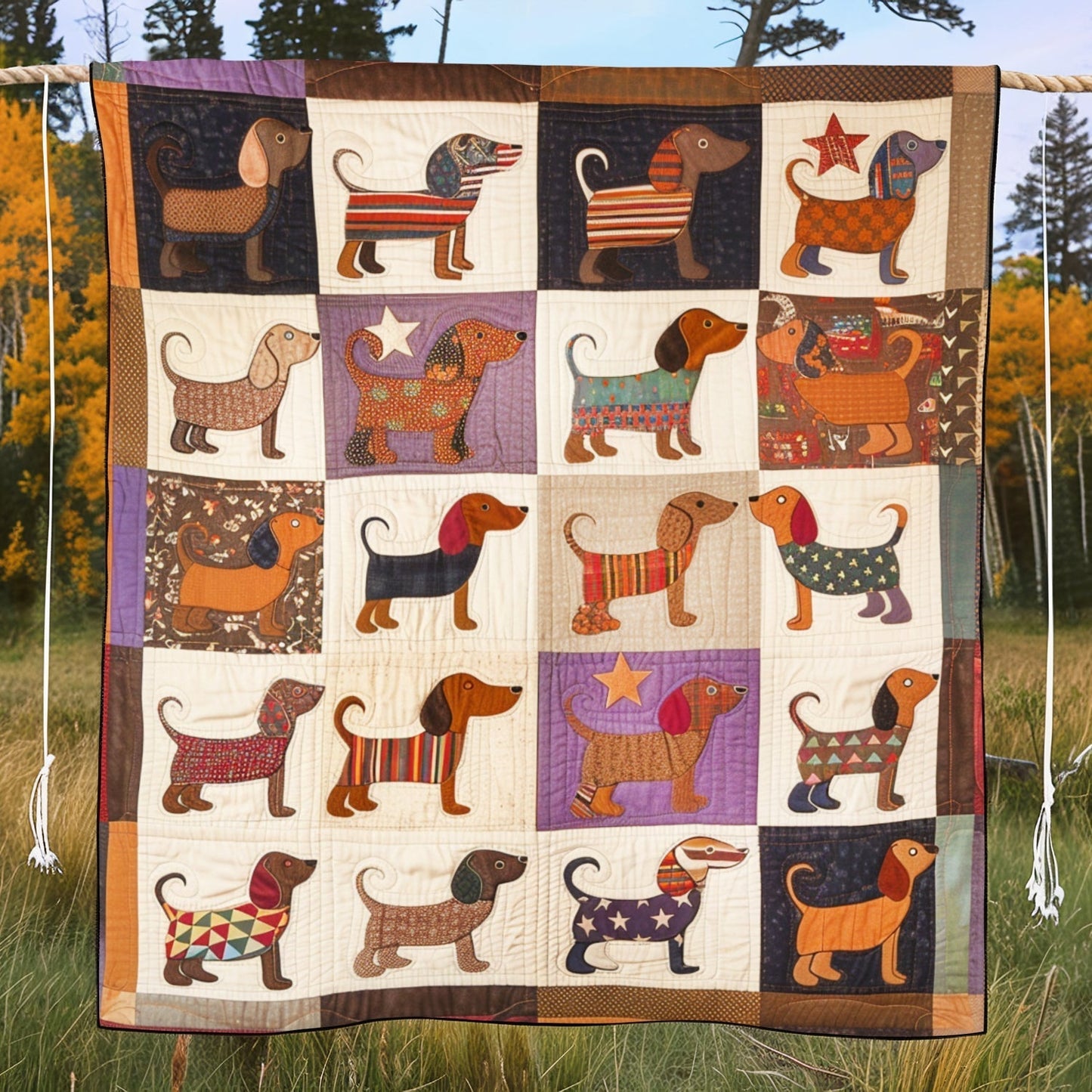 Dachshund Dreamland Quilted Blanket - Throw (55" x 60")
