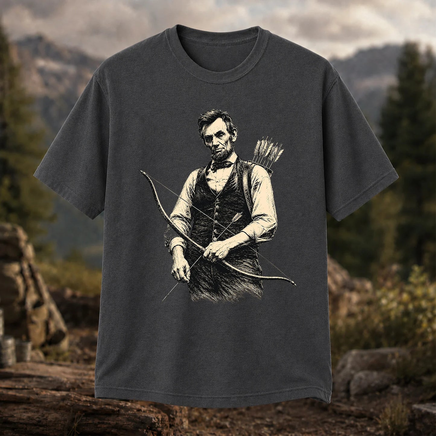 Abraham Lincoln Archer T-Shirt, Vintage Bow Hunting Tee