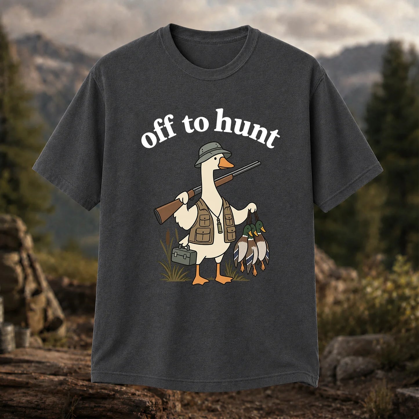 Off to Hunt T-Shirt, Funny Duck Hunter Tee