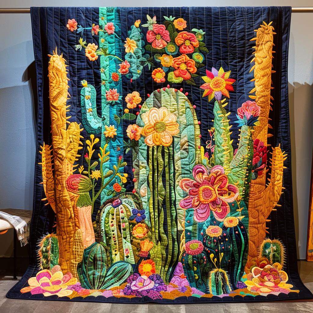 Desert Bloom Quilted Blanket - Throw (55" x 60")