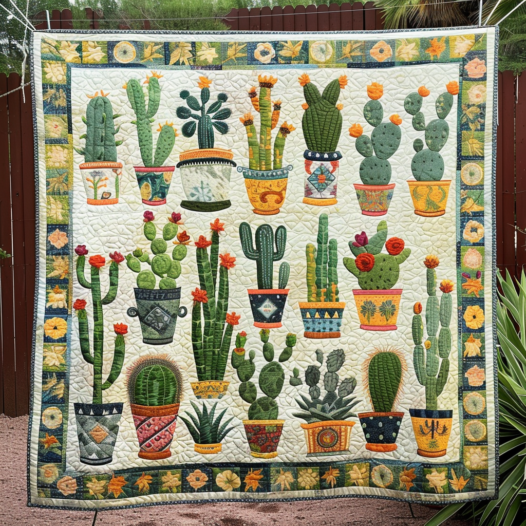 Desert Bloom Quilted Blanket - Throw (55" x 60")