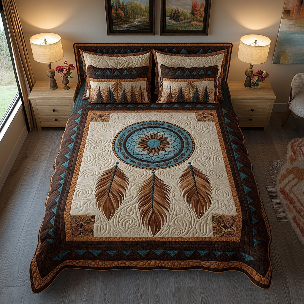 Desert Spirit Mandala 3-Piece Quilted Bedding Set - Single (59" x 70")