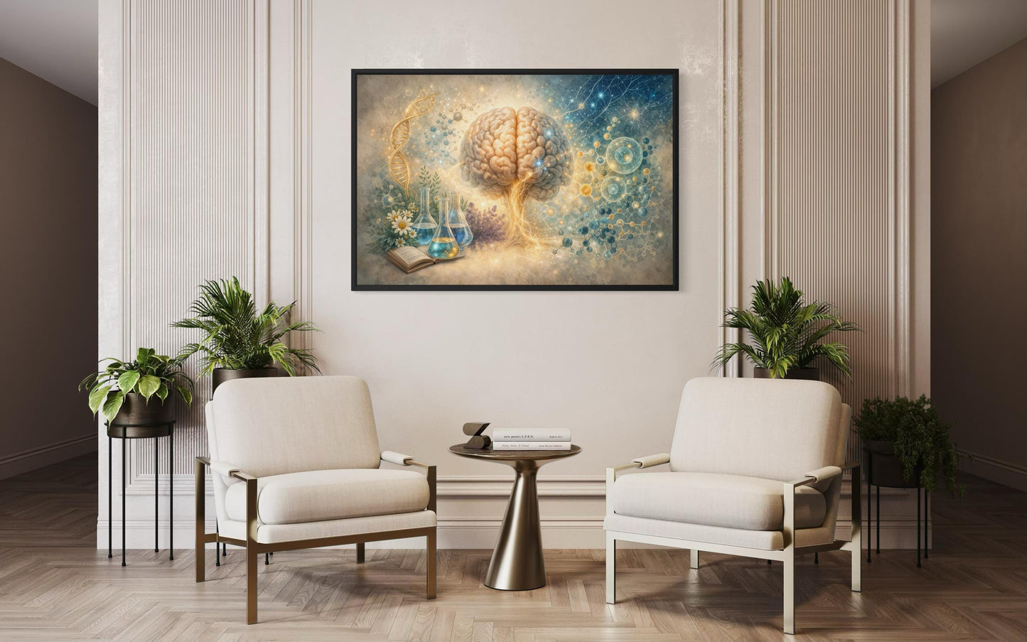 Doctor Office Decor - Medical Brain Wall Art DNA Science Illustration