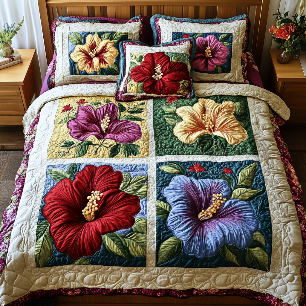 Dream Bloom 3-Piece Quilted Bedding Set - Single (59" x 70")