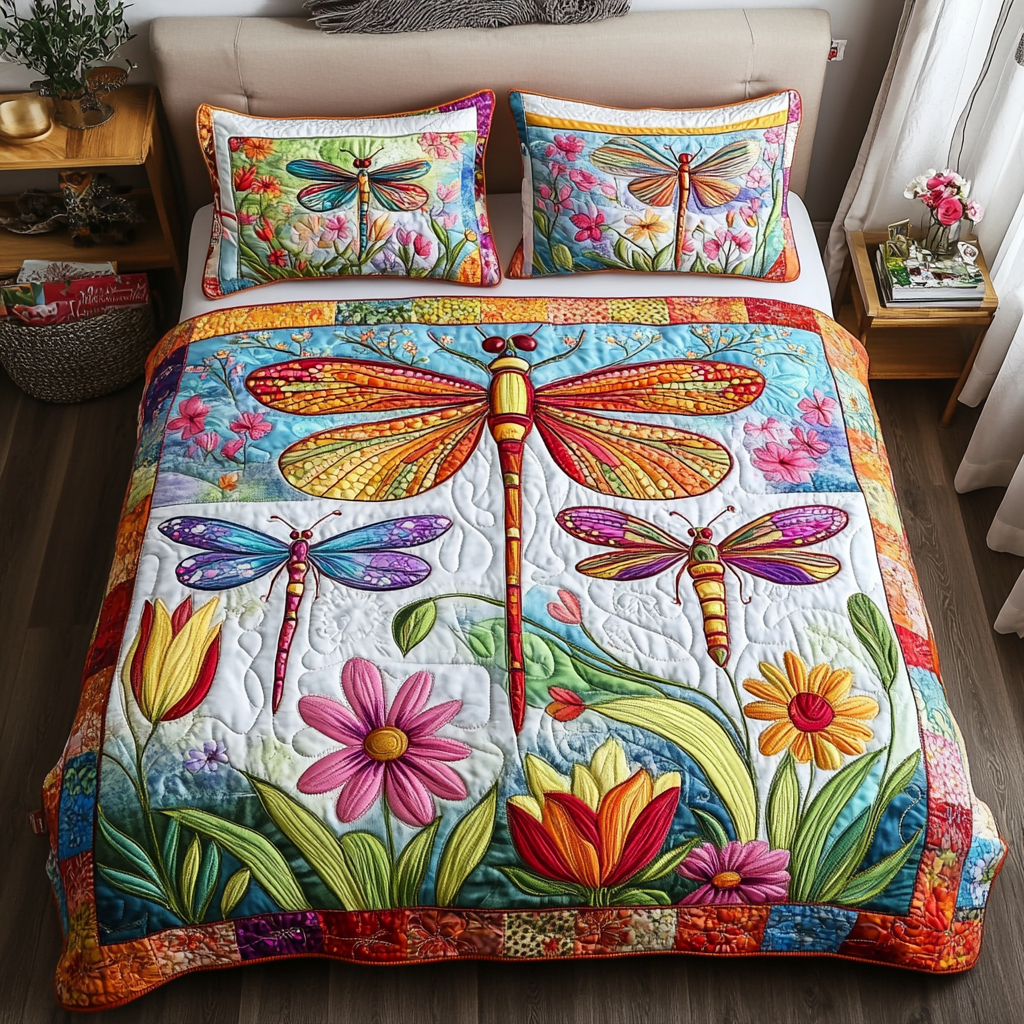 Dreamy Flora 3-Piece Quilted Bedding Set - Single (59" x 70")