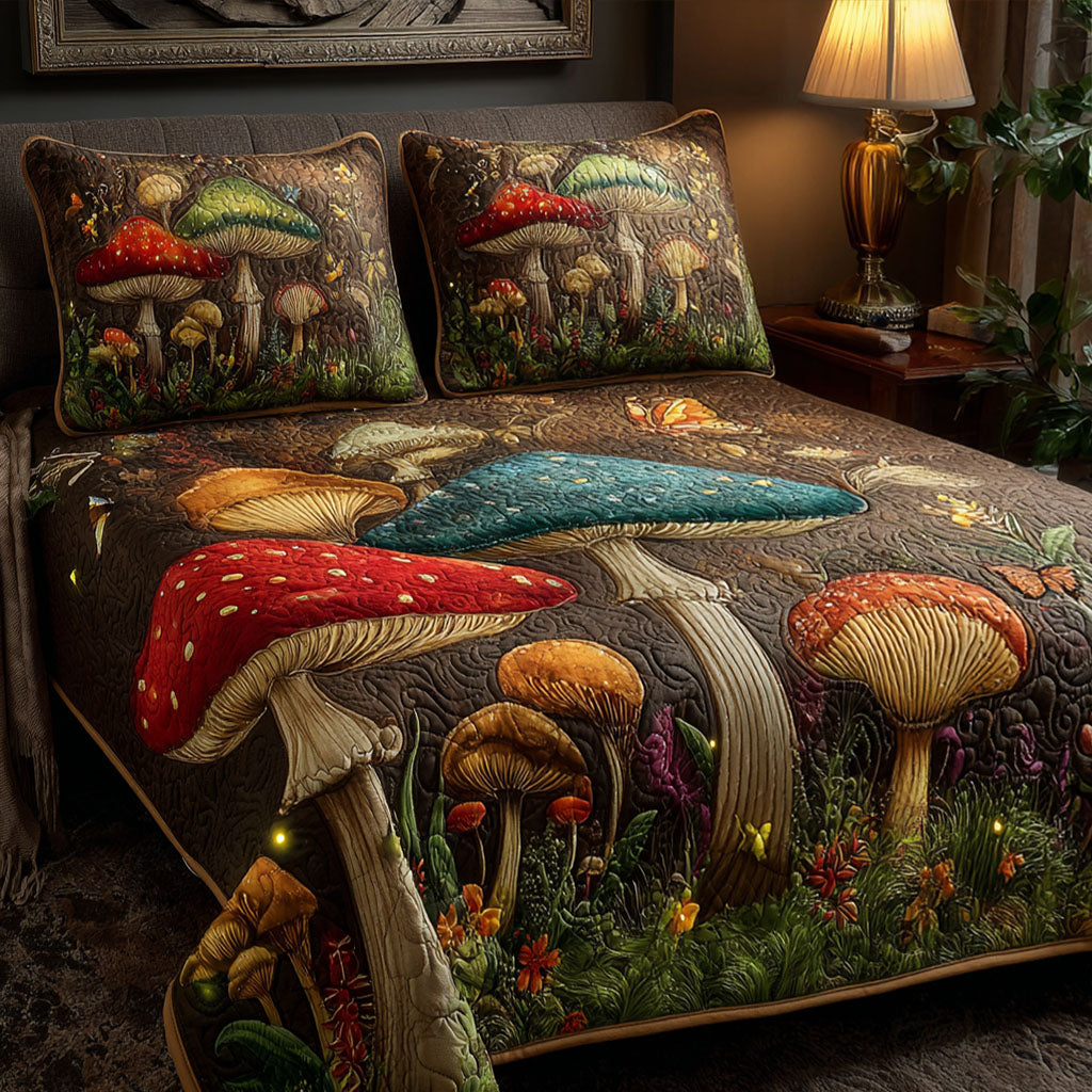 Dreamy Shrooms 3-Piece Quilted Bedding Set - Single (59" x 70")