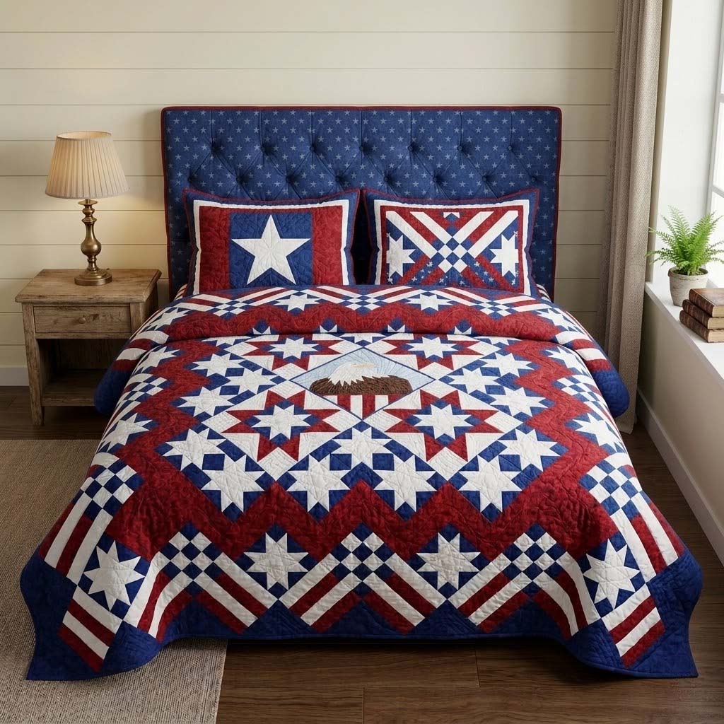 Eagle Glory 3-Piece Quilted Bedding Set - Single (59" x 70")