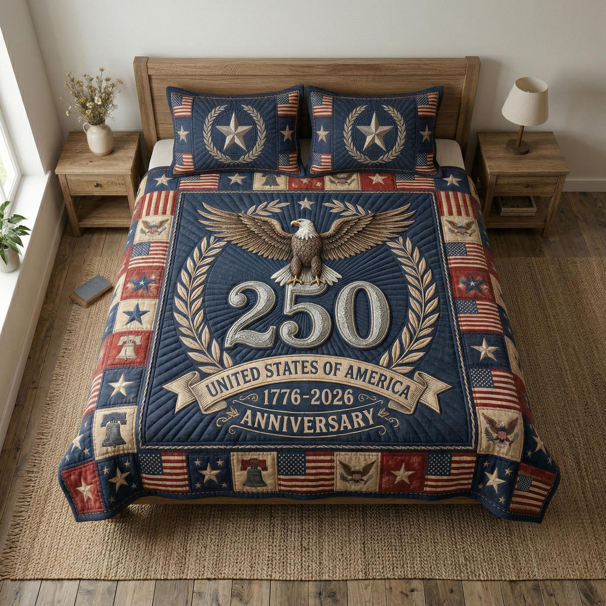 Eagle Glory 3-Piece Quilted Bedding Set - Single (59" x 70")