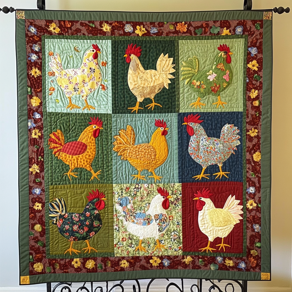 Early Bird Blooms Quilted Blanket - Throw (55" x 60")