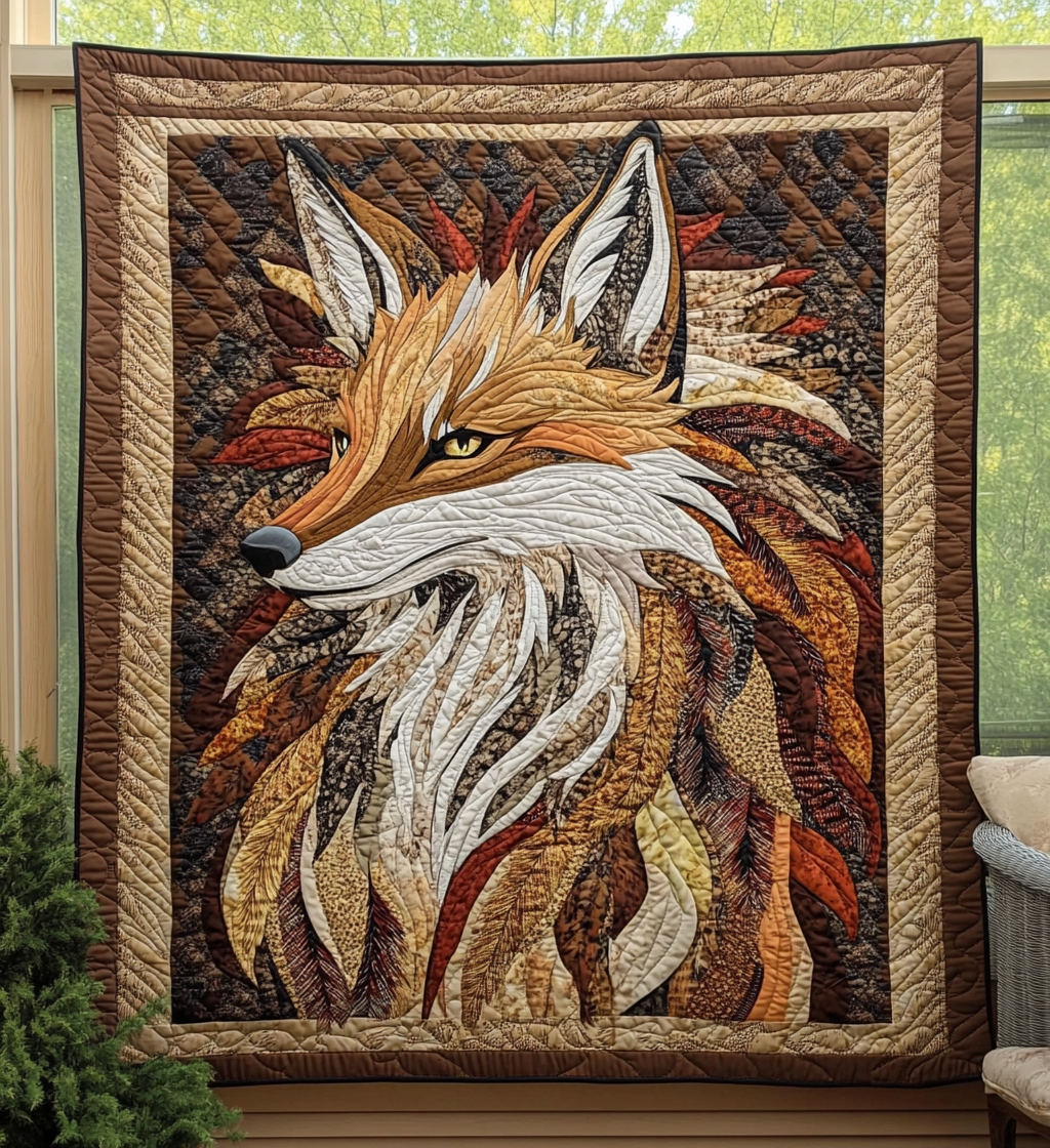 Elegant Fox Quilted Blanket - Throw (55" x 60")
