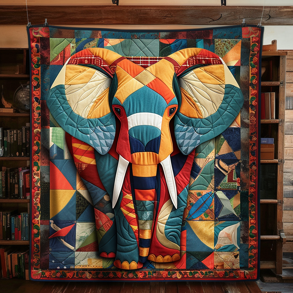 Elephant Spectrum Quilted Blanket - Throw (55" x 60")