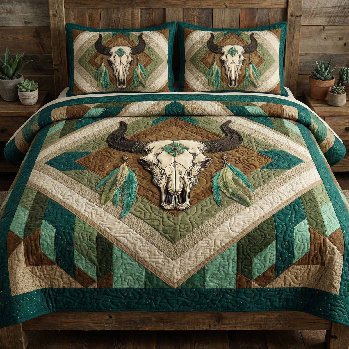 Emerald Range 3-Piece Quilted Bedding Set - Single (59" x 70")