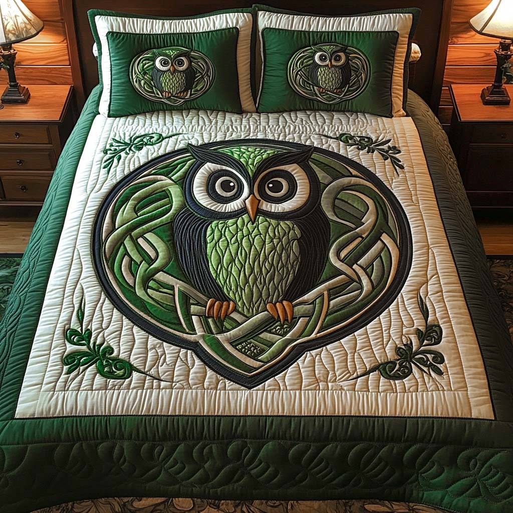 Emerald Whispers 3-Piece Quilted Bedding Set - Single (59" x 70")