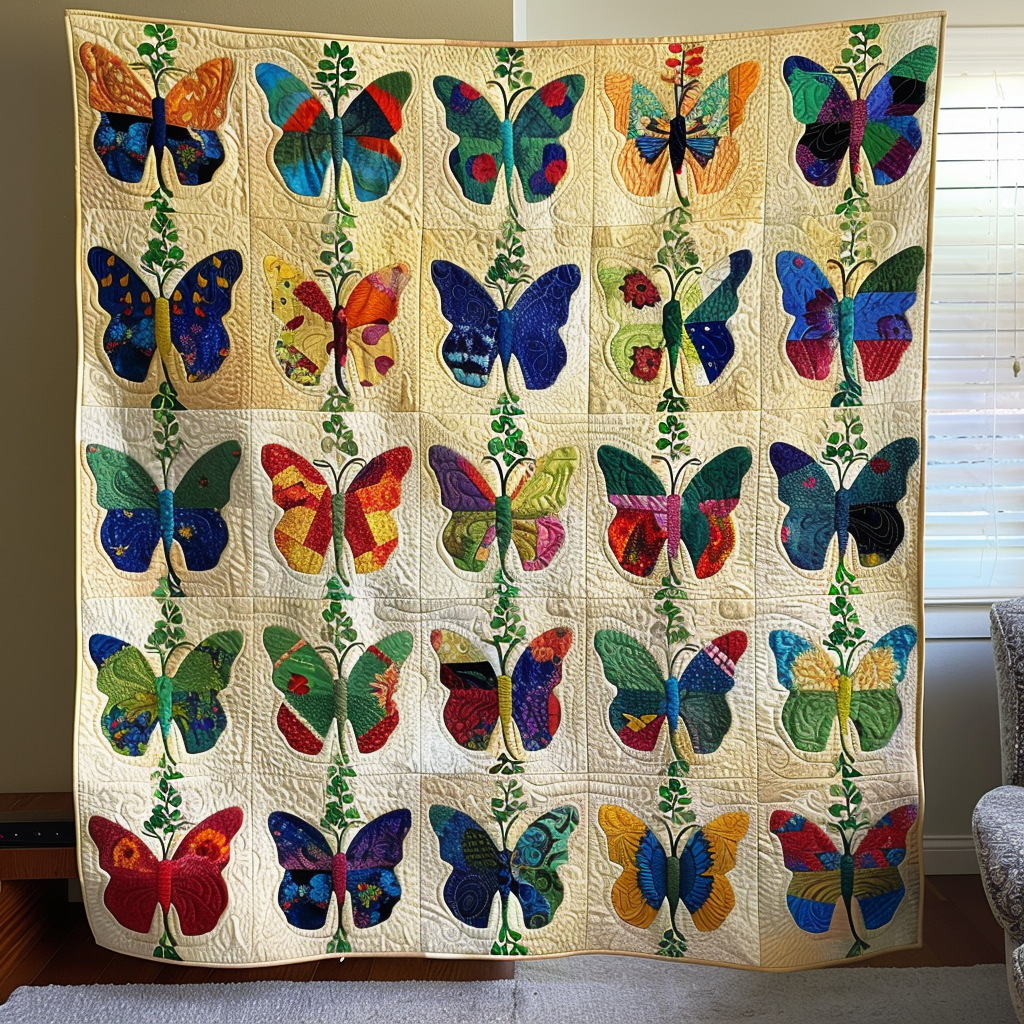 Enchanted Butterflies Quilted Blanket - Throw (55" x 60")